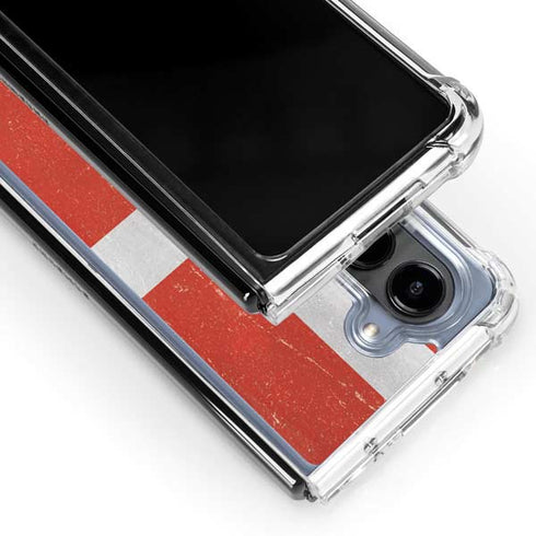 Denmark Flag Distressed Galaxy Z Fold5 5G Clear Case